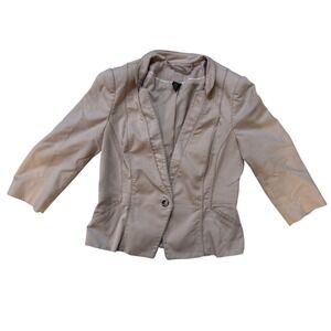 White House Black Market Blazer Women 6 Jacket Taupe Textured BOHO Cottagecore
